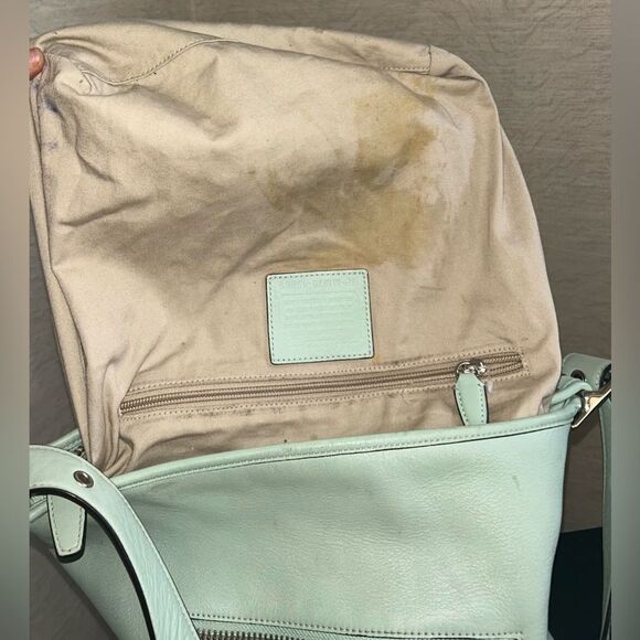 Coach Green Shoulder Bag Spacious Hobo North-South Style Soft Leather - Picture 13 of 13